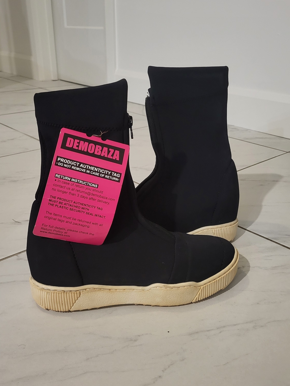 Women's Black Zip-Front Slip-On Sneaker Boot